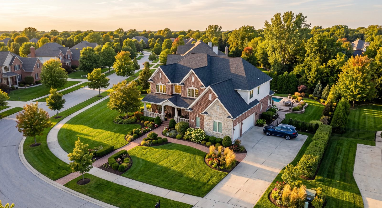 Golden-hour aerial listing photo